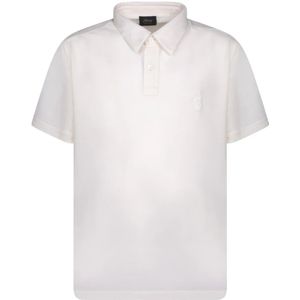 Brioni, Tops, Heren, Wit, XL, Wol, Geborduurd Logo Polo Shirt