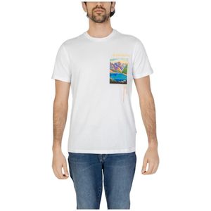 Napapijri, Tops, Heren, Wit, M, Katoen, Heren T-shirt Lente/Zomer Collectie