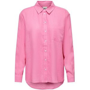 Only, Blouses & Shirts, Dames, Roze, XS, Linnen, Linnen Blend Overhemd Broek Lange Mouw