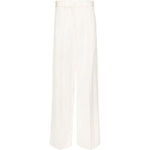 Jil Sander, Wijde broek met riemlussen Wit, Dames, Maat:S