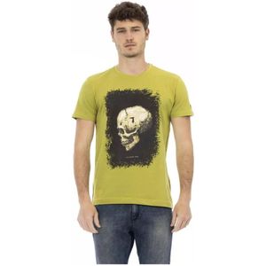 Trussardi, Groen Katoenen T-Shirt met Voorkant Print Groen, Heren, Maat:M