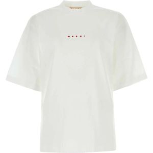 Marni, Tops, Dames, Wit, 2Xs, Katoen, Oversized Wit Katoenen T-Shirt