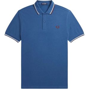Fred Perry, Slim Fit Twin Tipped Polo - Midnight Blue / Snow White / Oxblood Blauw, Heren, Maat:2XL