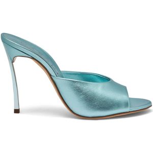 Casadei, Metallic Lagoon Blade Flash Mule Blauw, Dames, Maat:40 1/2 EU