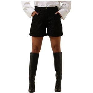 Ibana, Korte broeken, Dames, Zwart, S, Polyester, Zwarte Stijlvolle Korte Broek voor Vrouwen