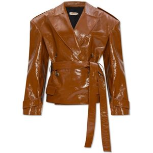 The Mannei, Leren blazer 'Rioni' Bruin, Dames, Maat:S