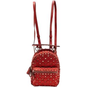 Valentino Vintage, Pre-owned, Dames, Rood, ONE Size, Tweed, Pre-owned Leather backpacks