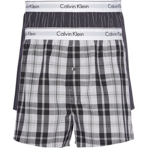 Calvin Klein, Slim Fit Boxer-ck 2-Pack met Handtekening Ontwerp Grijs, Heren, Maat:S
