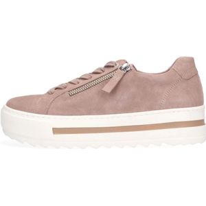 Gabor, Schoenen, Dames, Roze, 38 EU, Suède, Beige Suède Lage Sneaker met Rits