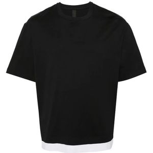 Neil Barrett, Tops, Heren, Zwart, XL, Katoen, Zwarte Katoenen T-shirt met Witte Streep
