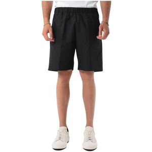 Mauro Grifoni, Korte broeken, Heren, Zwart, L, Katoen, Katoenen Elastische Bermuda Shorts