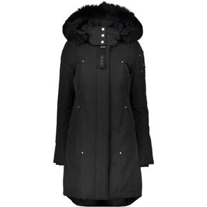 Moose Knuckles, Mantels, Dames, Zwart, S, Katoen, Gewatteerde parka met bont capuchon