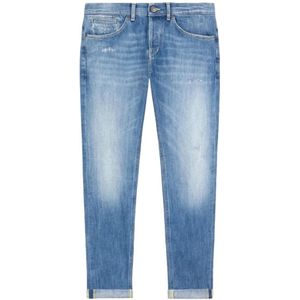 Dondup, Blauwe Skinny Fit Vintage Denim Jeans Blauw, Heren, Maat:W35