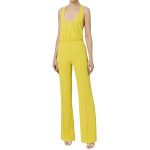 Elisabetta Franchi, Jumpsuits & Playsuits, Dames, Geel, S, Polyester, Geel Jumpsuit Set met Logo Print