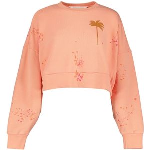 Palm Angels, Sweatshirts & Hoodies, Dames, Oranje, S, Katoen, Verf Splatter Sweatshirt