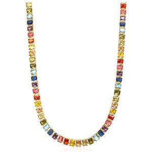 Nialaya, Women's Colorful Tennis Necklace Veelkleurig, Dames, Maat:ONE Size