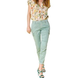 Mason's, Cargo Broek met Curvy Pasvorm in Stretch Satijn Groen, Dames, Maat:S