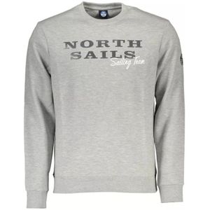 North Sails, Sweatshirts & Hoodies, Heren, Grijs, S, Katoen, Grijs Sweatshirt met Lange Mouwen en Print