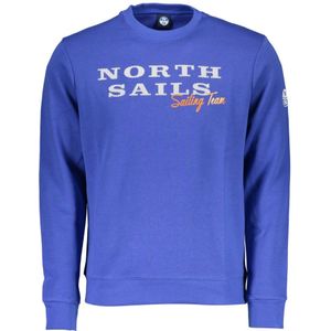 North Sails, Sweatshirts & Hoodies, Heren, Blauw, M, Katoen, Blauwe Katoenen Trui met Print