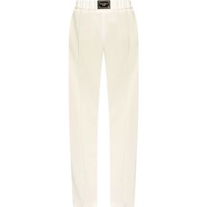 Dolce & Gabbana, Broeken, Dames, Wit, S, Wol, Witte Wol Hoge Taille Broek