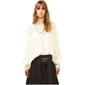 Souvenir, Boho Blouse met Lange Mouwen Wit, Dames, Maat:S