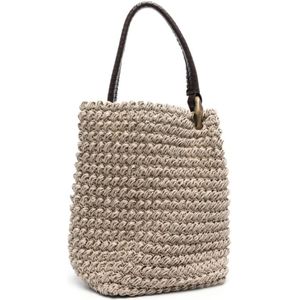 JW Anderson, Gehaakte XL Corner Bucket Tas Beige, Dames, Maat:ONE Size