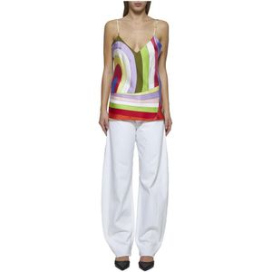 Emilio Pucci, Tops, Dames, Veelkleurig, XS, Abstract Print Zijden Camisole Top