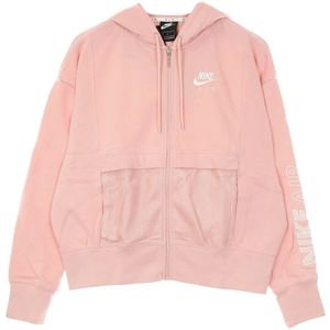 Nike, Sweatshirts & Hoodies, Dames, Roze, L, Katoen, Roze Glazuur/Wit Rits Hoodie Sportkleding Air Top Fleece