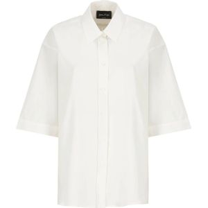 Andrea Ya’aqov, Blouses & Shirts, Dames, Wit, S, Katoen, Witte Katoenmix Shirt Kraag Korte Mouwen