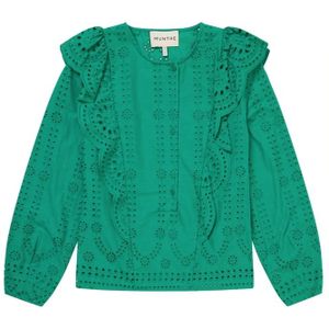 Munthe, Blouses & Shirts, Dames, Groen, L, Katoen, Feminine kanten blouse