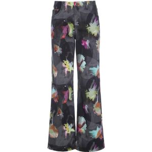 Bitte Kai Rand, Abstracte Bloemen Jeans - Cirque Des Fleurs Collectie Zwart, Dames, Maat:L