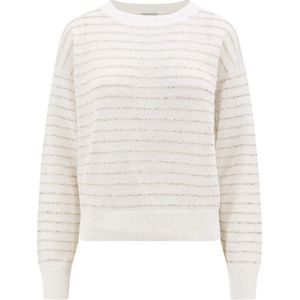 Brunello Cucinelli, Sweatshirts & Hoodies, Dames, Wit, L, Katoen, Katoenen trui met Lurex-detail