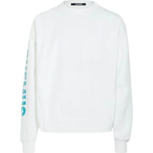 Jacquemus, Sweatshirts & Hoodies, Heren, Wit, XL, Katoen, Gedrukte Sweater Jersey Katoen Multicolor