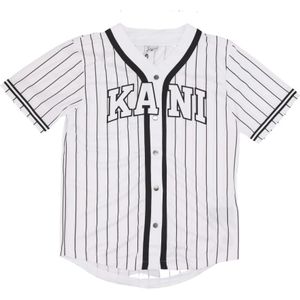 Karl Kani, Sport, Heren, Wit, L, Pinstripe Baseball Shirt met knopen