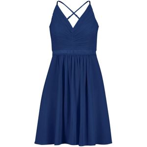 vera mont, Kleedjes, Dames, Blauw, M, Leer, Elegante Gerimpelde Cocktailjurk