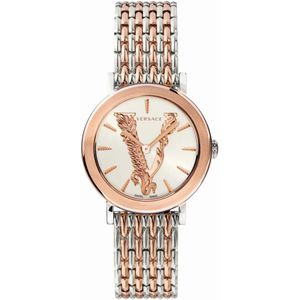 Versace, V Barocca Roestvrijstalen Horloge Geel, Dames, Maat:ONE Size