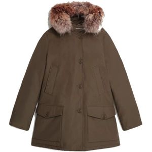 Woolrich, Jassen, Dames, Groen, M, Katoen, Arctic Parka DF - Waterdicht en winddicht