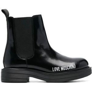 Love Moschino, Schoenen, Dames, Zwart, 36 EU, Leer, Enkellaarsjes