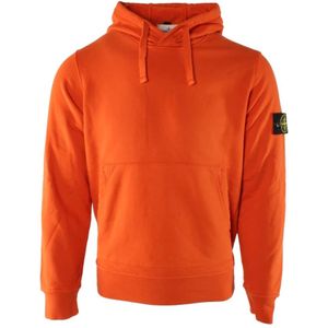 Stone Island, Sweatshirts & Hoodies, Heren, Oranje, S, Katoen, Oranje Katoenen Sweater voor Heren