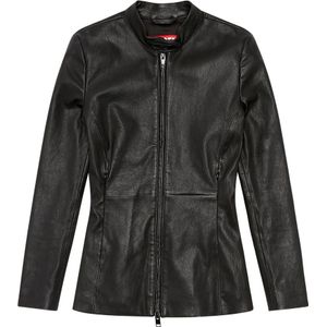 Diesel, Jassen, Dames, Zwart, L, Leer, Stretch-leather jacket