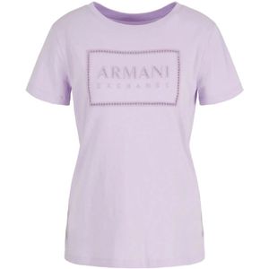 Armani Exchange, Tops, Dames, Paars, S, Katoen, Paarse Standard Fit T-shirt 3Dyt 59 Yj 3Rz