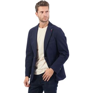 Mulish, Jassen, Heren, Blauw, 4Xl, Katoen, Blauwe Katoenen Jas Slim Fit