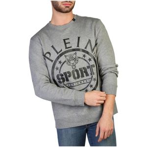 Plein Sport, Sweatshirts & Hoodies, Heren, Grijs, L, Katoen, Heren Logo Print Sweatshirt