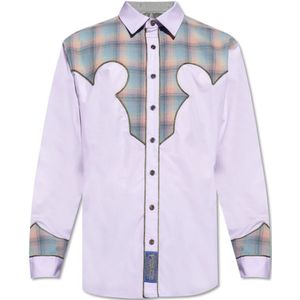 Maison Margiela, Overhemden, Heren, Paars, L, Katoen, Overhemd in contrasterende stoffen