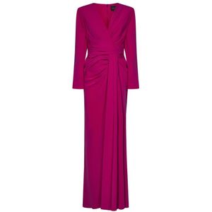 Zuhair Murad, Fuchsia Jurk met Lange Mouwen en Split Roze, Dames, Maat:S