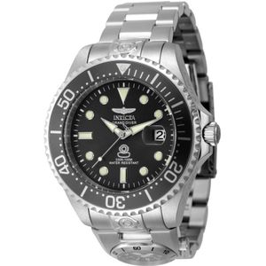 Invicta Watches, Accessoires, Heren, Grijs, ONE Size, Grand Diver Automatisch Horloge - Zwarte Wijzerplaat