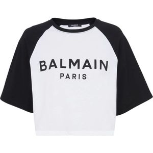 Balmain, Tops, Dames, Zwart, M, Katoen, Paris T-shirt