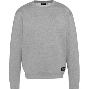 Schott Nyc, Sweatshirts & Hoodies, Heren, Grijs, L, Katoen, Basis Sweatshirt - Ronde Hals - Lange Mouwen