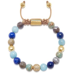 Nialaya, Women`s Beaded Bracelet with Aquamarine, Blue Lapis, Opal, and Botswana Agate Blauw, Dames, Maat:M