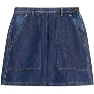 Max Mara Weekend, Rokken, Dames, Blauw, M, Linnen, Linnen Bermuda Shorts met Retro Design